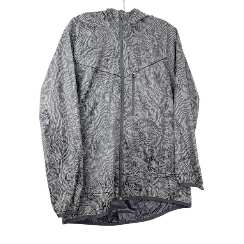 Nike Men's Black Reflective Zebra Print Hooded Outdoor Windrunner Jacket Size L